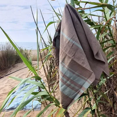 Serviettes de bain - FOUTA TISSÉE EN COTON BIOLOGIQUE - COLLECTION GARDEN - COULEUR EARTH - KARAWAN AUTHENTIC