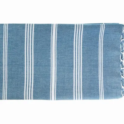 Serviettes de bain - FOUTA EN COTON BIOLOGIQUE - Collection HAMMAM- Couleur BLANC & OCEAN - KARAWAN AUTHENTIC