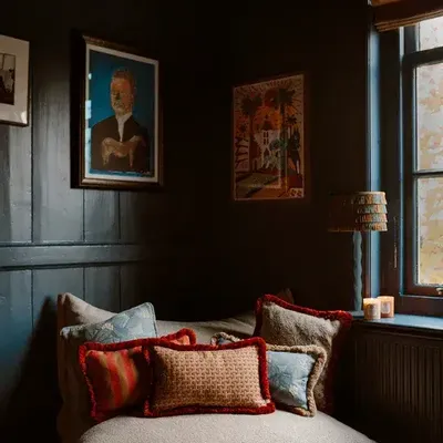 Abat-jours - Abat-jour Giselle Caramel & Bleu Poussiéreux - PALAIS SUSTAINABLE LUXURY