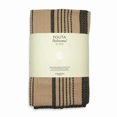 Bath towels - ORGANIC COTTON FOUTA - SAND COLLECTION - SAND & ASH COLOR - KARAWAN AUTHENTIC