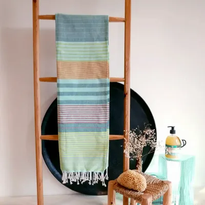 Bath towels - ORGANIC COTTON FOUTA - SOUTHERN COLLECTION - ADRIATIC COLOR - KARAWAN AUTHENTIC