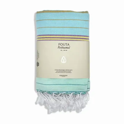 Bath towels - ORGANIC COTTON FOUTA - SUD Collection - AQUAMARINE Color - KARAWAN AUTHENTIC
