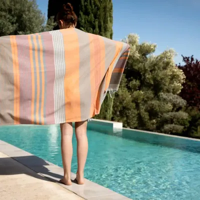 Serviettes de bain - FOUTA EN COTON BIOLOGIQUE - Collection SUD - Couleur INDIA GOLD - KARAWAN AUTHENTIC