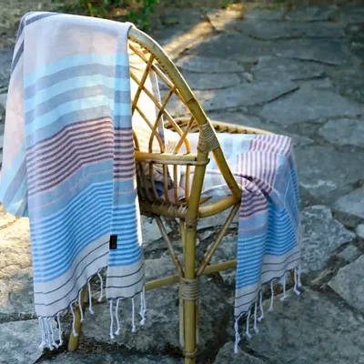 Bath towels - FOUTA WOVEN IN ORGANIC COTTON - SOUTH - COLOR WAVES - KARAWAN AUTHENTIC