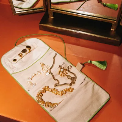 Sacs et cabas - Pochette à bijoux Carry Corail & Sauge - PALAIS SUSTAINABLE LUXURY