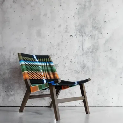 Office seating - Nalago Lounge Chair Verona Weave Black and Orange - NA'LAGO