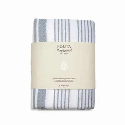 Serviettes de bain - FOUTA EN COTON BIOLOGIQUE - Collection WHITE SAND- Couleur BLANC & MIRAGE - KARAWAN AUTHENTIC