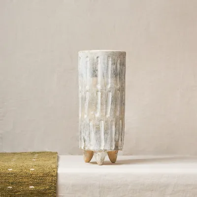 Poterie - Vase allongé en terre cuite peinte - HUAKAL
