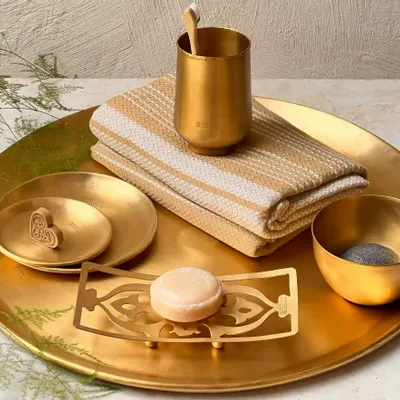 Decorative objects - SMOOTH BRASS GLASS' MOON ' - KARAWAN AUTHENTIC