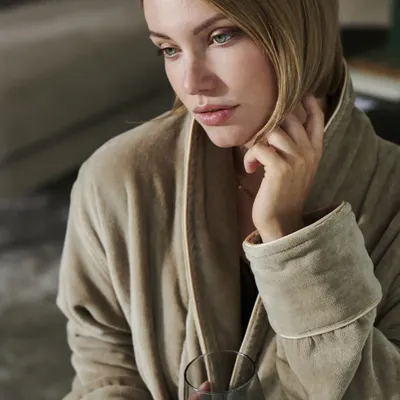 Bathrobes - Haven Beige Bathdress - LUIN LIVING