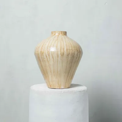 Poterie - Vase en argile peint en dégradé dans les tons beiges - HUAKAL
