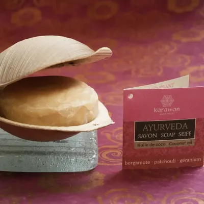 Soaps - AYURVEDIC SOLID SOAP - BERGAMOT - LARGE FORMAT - KARAWAN AUTHENTIC