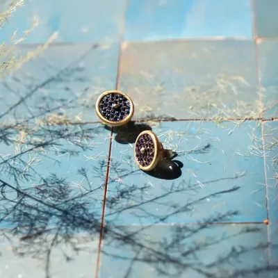 Bijoux - BOUCLES D'OREILLES CLOU "NUIT DES TEMPS" - COLLECTION ARKEOS - KARAWAN AUTHENTIC
