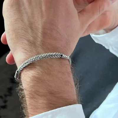 Bracelets - FINE BRAID BRACELET - SILVER AND OXIDIZED SILVER - HANDMADE - MEN & WOMEN - KARAWAN AUTHENTIC