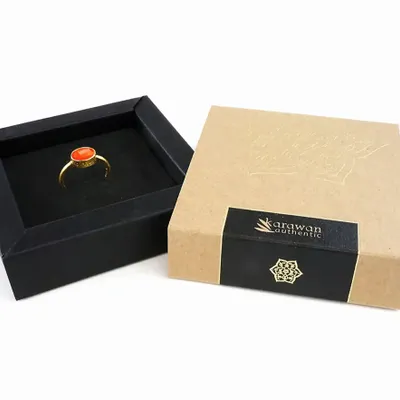 Bijoux - BAGUE PLAQUÉ OR "DROP" CORNALINE - KARAWAN AUTHENTIC