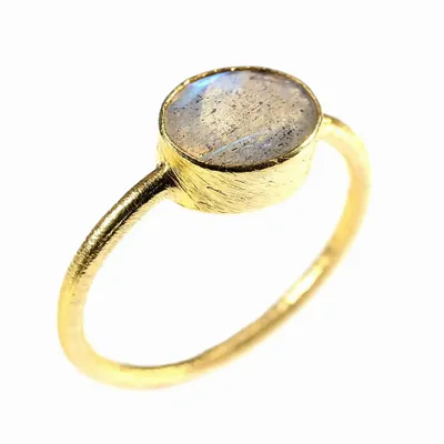 Bijoux - BAGUE PLAQUÉ OR "DROP" LABRADORITE - KARAWAN AUTHENTIC