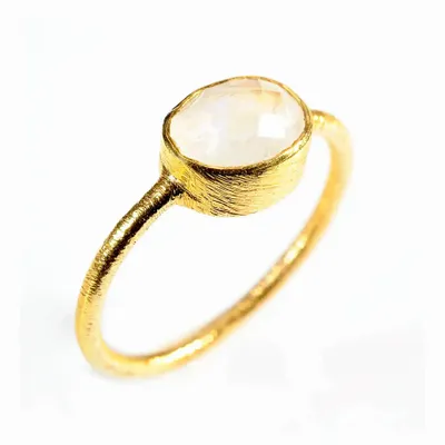 Jewelry - GOLD-PLATED RING\" DROP\” MOONSTONE - KARAWAN AUTHENTIC