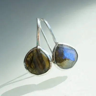 Jewelry - SILVER\" DROP\” LABRADORITE EARRINGS - KARAWAN AUTHENTIC