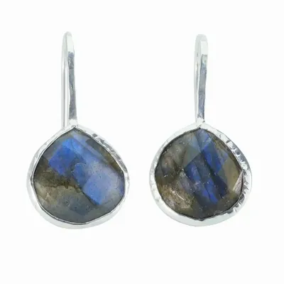 Bijoux - BOUCLES D'OREILLES ARGENT "DROP" LABRADORITE - KARAWAN AUTHENTIC