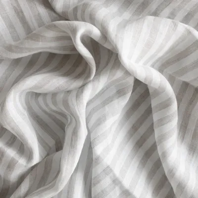 Linge de table textile - Nappe en lin beige à rayures 140 x 260 cm - OURY HOME