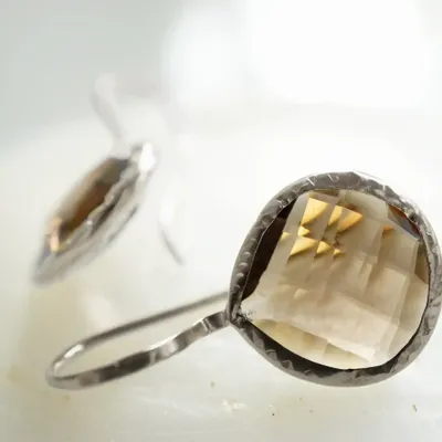 Bijoux - BOUCLES D'OREILLES ARGENT "DROP" QUARTZ FUMÉ - KARAWAN AUTHENTIC