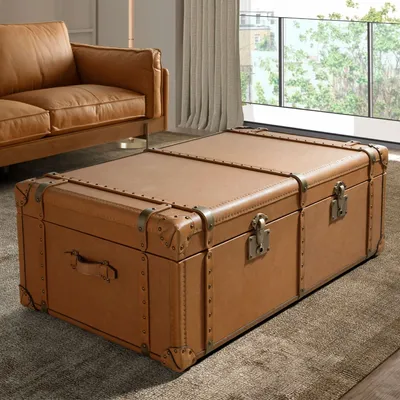 Caskets and boxes - Brown leather trunk - ANGEL CERDÁ