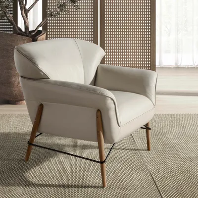 Fauteuils - Fauteuil en cuir sable - ANGEL CERDÁ