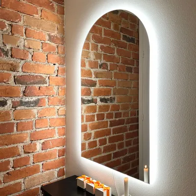 Mirrors - Half Arch Mirror With Lights (60x100cm) - SCANDINAVIAN GLASSFACTORY
