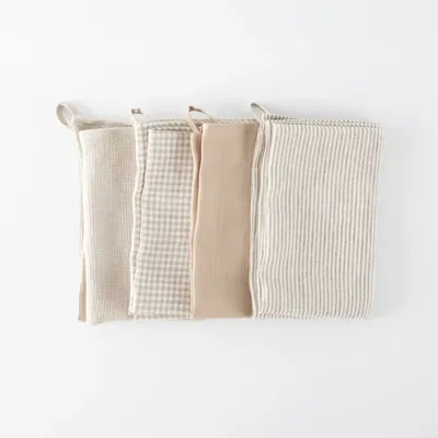 Dish towels - Linen Towels – Set of 4 Textures & Patterns - OURY HOME