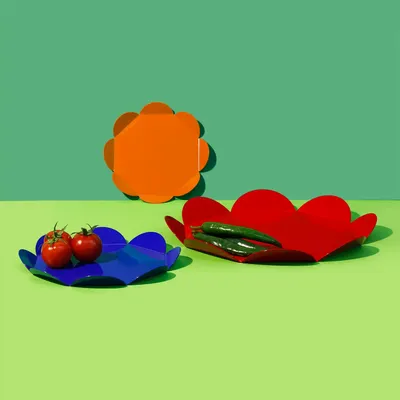 Platter and bowls - Flower Tray – Graphic Metal Serving Plate - ISUWA