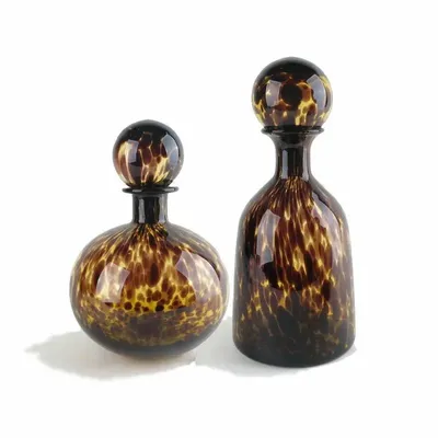 Decorative objects - S/2x2 GLASS BOTTLES ASS. 'LEOPARD' D14.5x33.5h/D20x28H - FANCY