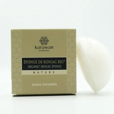Cosmétiques - EPONGE DE KONJAC BIOLOGIQUE NATURELLE - EN BOÎTE - KARAWAN AUTHENTIC
