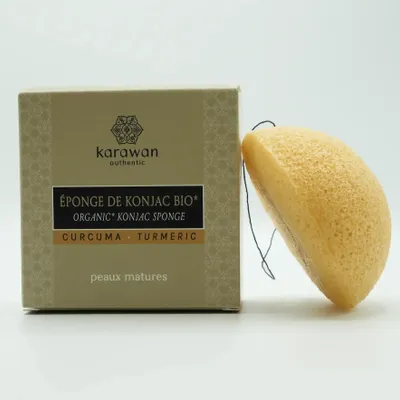 Beauty products - ORGANIC KONJAC SPONGE ENRICHED WITH TURMERIC - IN A BOX - KARAWAN AUTHENTIC