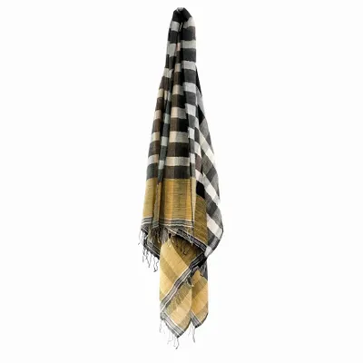 Foulards et écharpes - ETOLE EN LIN, COTON BIO ET JUTE "CHESS” - KARAWAN AUTHENTIC