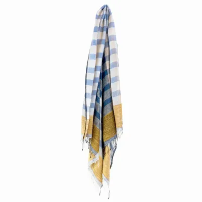 Foulards et écharpes - ETOLE EN LIN, COTON BIO ET JUTE "CHESS” - KARAWAN AUTHENTIC