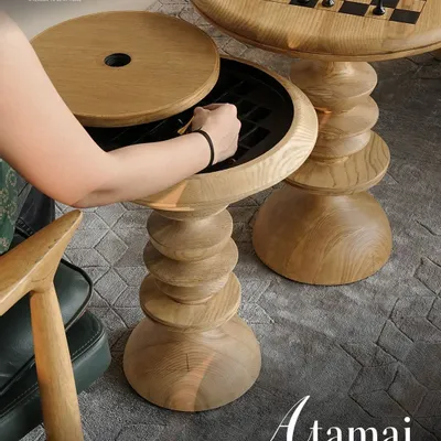 Tableaux - Atamai - Ensemble de table d'échecs en teck - ALANKARAM