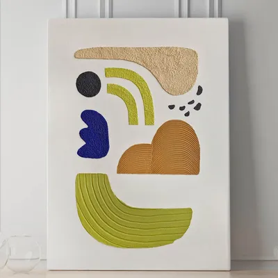Paintings - Original textured abstract colorful green blue painting "Bay 5" - MATISS ART STUDIO