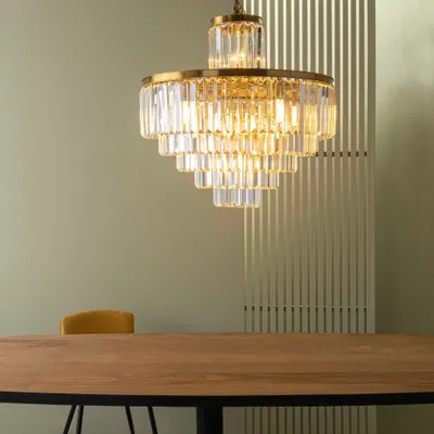 Hanging lights - Dazzling golden chandelier - SIGNATURE MOBILIER ET DÉCORATION