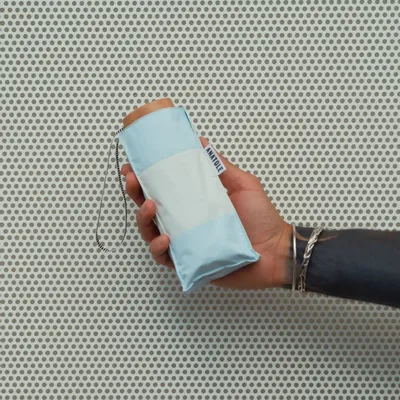 Cosmétiques - Mini parapluie-ombrelle anti-UV – Rayures Bleu Perle - Orionis - ANATOLE