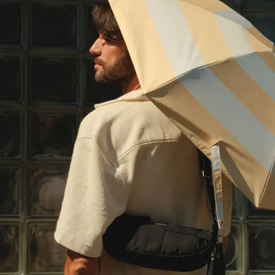 Cosmétiques - Mini parapluie-ombrelle anti-UV – Rayures Jaune Lin - Aurora - ANATOLE