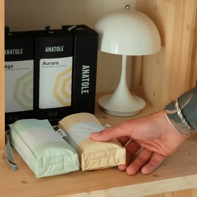 Beauty products - UV protection compact umbrella – Linen Yellow Stripes – Aurora - ANATOLE