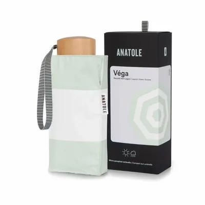 Apparel - UV protection compact umbrella – Lagoon Green Stripes – Véga - ANATOLE