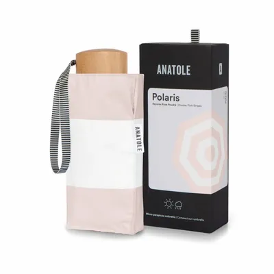 Prêt-à-porter - Mini parapluie-ombrelle anti-UV – Rayures Rose Poudré - Polaris - ANATOLE