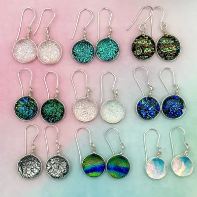 Jewelry - Set of 9 Pair of Dichroic Glass Earrings - BIJOUX EVIDENCE