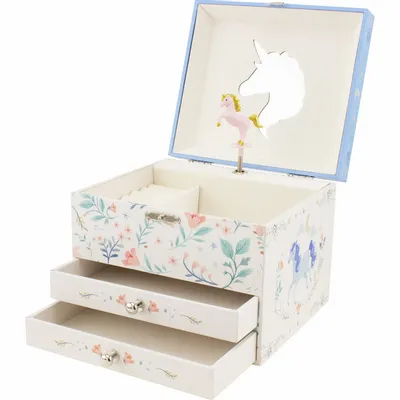 Children's decorative items - MUSICAL BOX 2 DRAWERS UNICORN - ULYSSE COULEURS D'ENFANCE