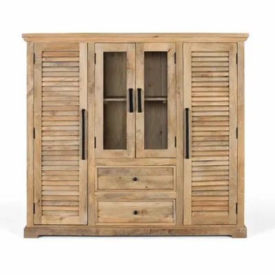 Wardrobe - Solid mango wood cabinet with two central doors - GINER Y COLOMER