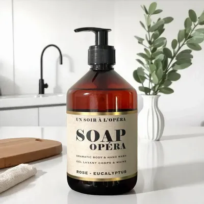 Savons - SAVON LIQUIDE - GEL DOUCHE SOAP OPERA - ROSE & EUCALYPTUS - 490 ml - UN SOIR A L'OPERA