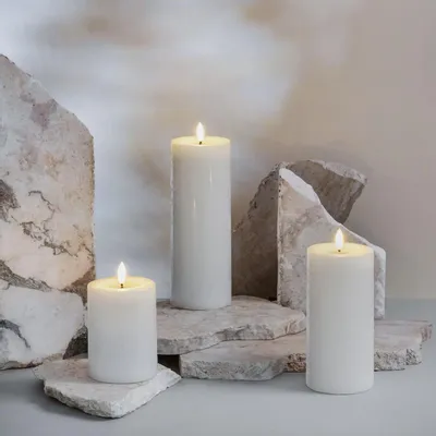 Éclairage LED - Basic Colours Melted Pillar Candles Rock - MOODS & MORE