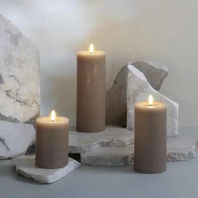 Éclairage LED - Basic Colours Melted Pillar Candles Rock - MOODS & MORE