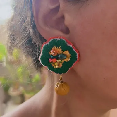 Bijoux - Boucles d'oreilles en forme de fleur - FIL MAIN